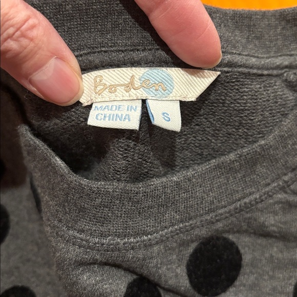 BODEN S Black Gray Velvet Spotty Dotty Sweatshirt Holiday - Picture 6 of 6